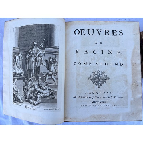 1210 - Racine, Jean. Oeuvres. London. J. Tonson and J. Watts. 1723. 2 vols. 4to. Full calf, respined. 
With... 