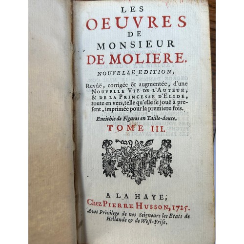 1211 - French Authors. Moliere, Jean-Baptiste Poquelin de. Les Oeuvres de Monsieur de Moliere. 
Nouvelle Ed... 