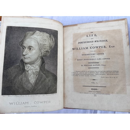 1212 - Biography. Hayley, William. The Life and Posthumous Writings of William Cowper. Chichester. 
J. John... 