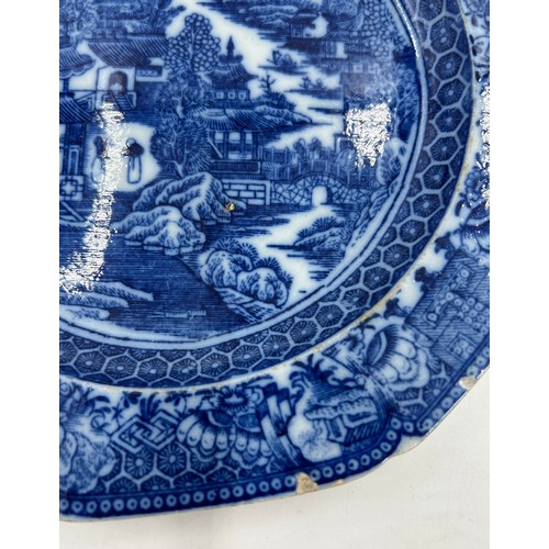 172 - A group of late 18th century blue and white transfer-printed plates, c. 1795. All decorated in the T... 