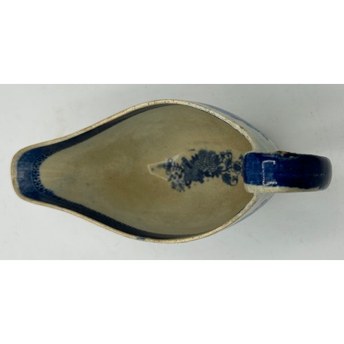 173 - A group of late 18th century and early 19th century blue and white transfer-printed sauce boats, c. ... 