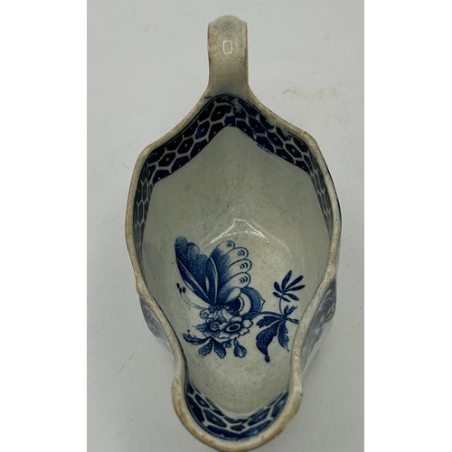 173 - A group of late 18th century and early 19th century blue and white transfer-printed sauce boats, c. ... 