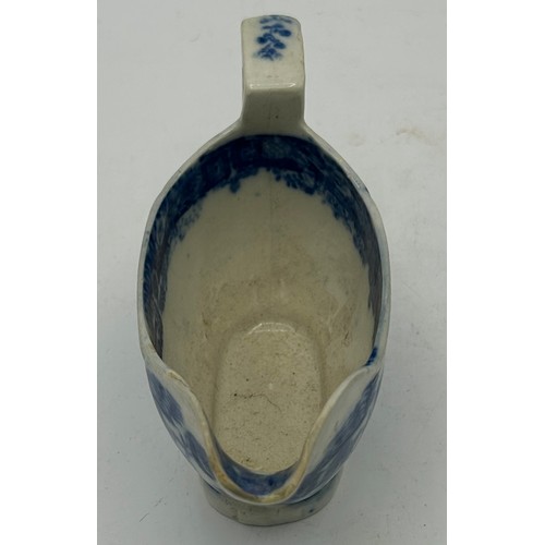 173 - A group of late 18th century and early 19th century blue and white transfer-printed sauce boats, c. ... 