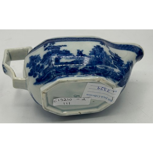 173 - A group of late 18th century and early 19th century blue and white transfer-printed sauce boats, c. ... 