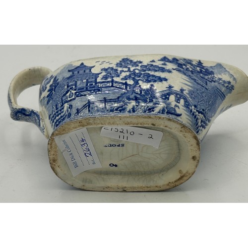 173 - A group of late 18th century and early 19th century blue and white transfer-printed sauce boats, c. ... 