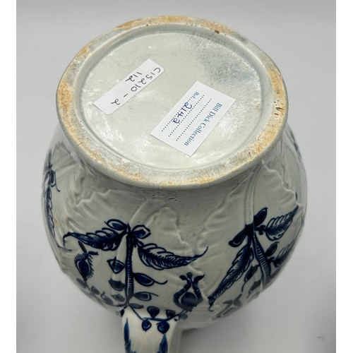 174 - A group of three early 19th century hand-painted and blue and white transfer-printed pearlware cabba... 