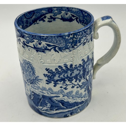 175 - A group of early 19th century hand-painted and blue and white transfer-printed pearlware cabbage lea... 