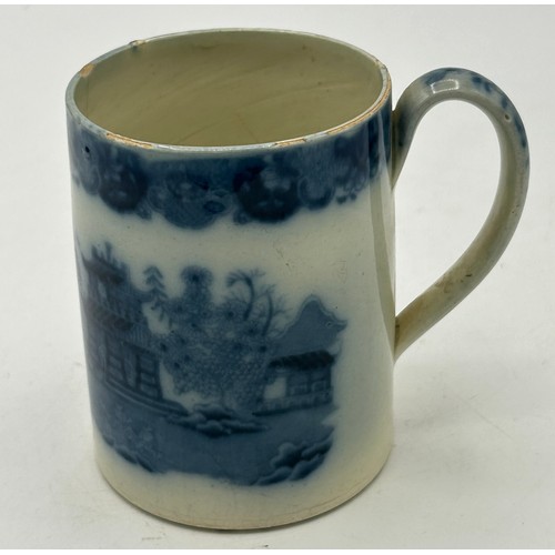 180 - A group of early 19th century blue and white transfer-printed jugs and a mug, c. 1800-10. To include... 