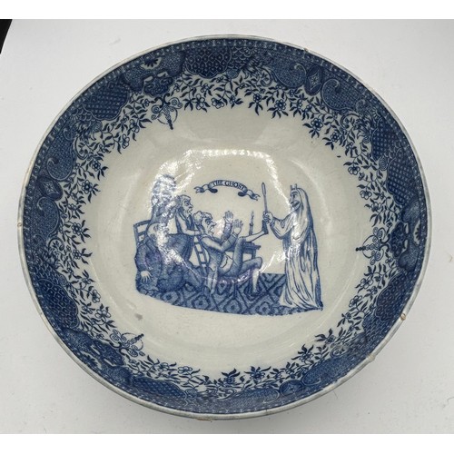 181 - An early 19th century blue and white transfer-printed bowl c. 1800-10. Decorated with a printed titl... 