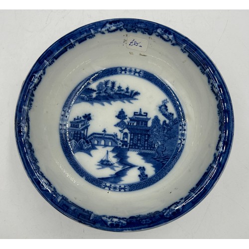 182 - A group of early 19th century blue and white transfer-printed bowls and one later Booths example, c.... 