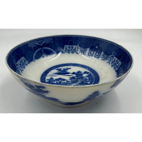 182 - A group of early 19th century blue and white transfer-printed bowls and one later Booths example, c.... 