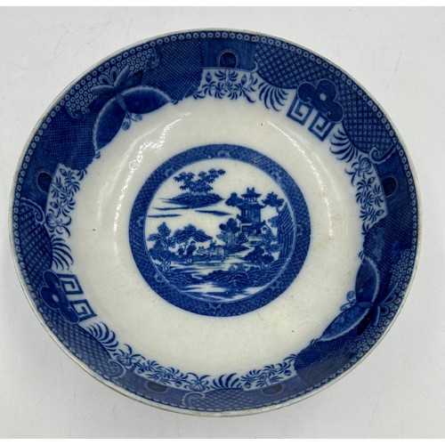 182 - A group of early 19th century blue and white transfer-printed bowls and one later Booths example, c.... 