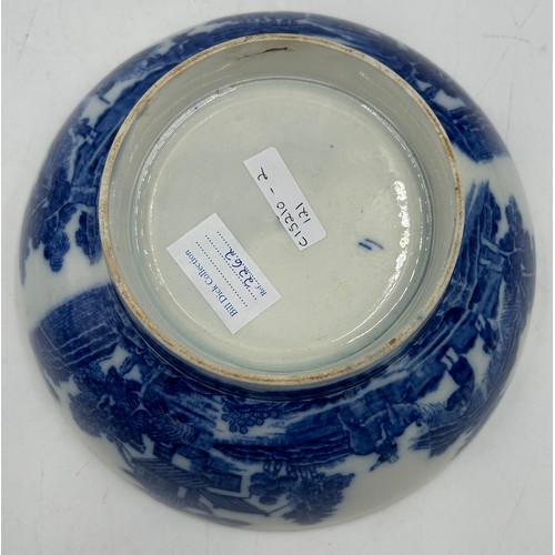 182 - A group of early 19th century blue and white transfer-printed bowls and one later Booths example, c.... 