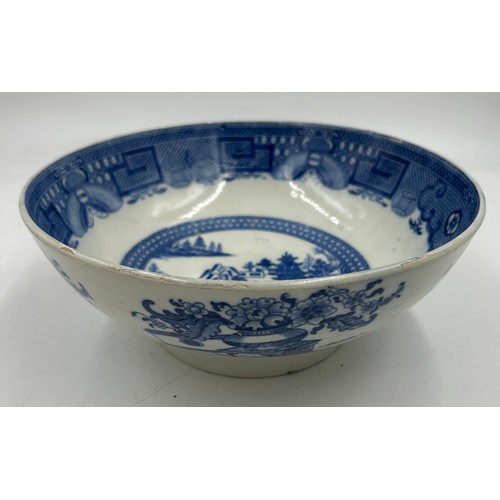 182 - A group of early 19th century blue and white transfer-printed bowls and one later Booths example, c.... 