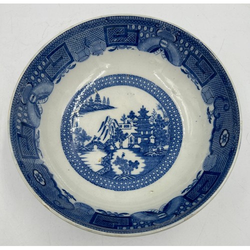 182 - A group of early 19th century blue and white transfer-printed bowls and one later Booths example, c.... 