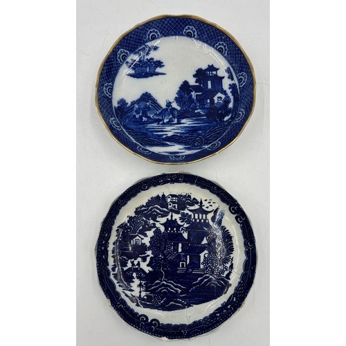 188 - A large group of early 19th century blue and white transfer-printed saucers and larger saucer dishes... 