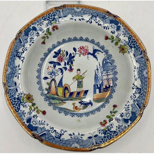 192 - A group of early 19th century blue and white transfer-printed and hand-painted Spode wares, either i... 