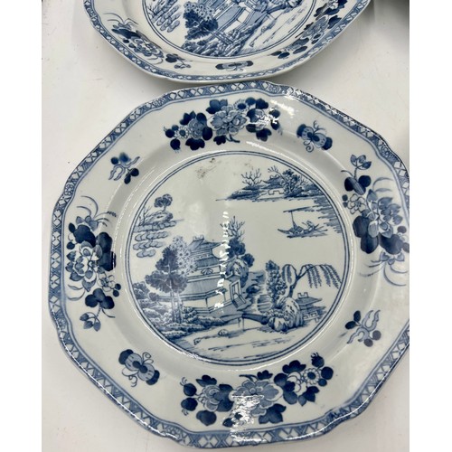 198 - A group of early 19th century blue and white transfer-printed plates, some Spode, as Chinese replace... 