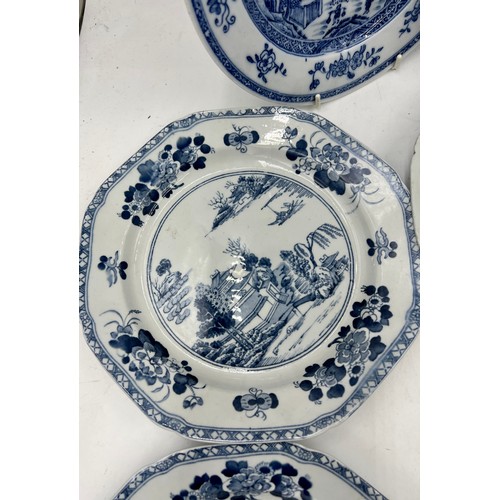 198 - A group of early 19th century blue and white transfer-printed plates, some Spode, as Chinese replace... 