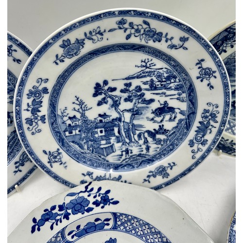 198 - A group of early 19th century blue and white transfer-printed plates, some Spode, as Chinese replace... 