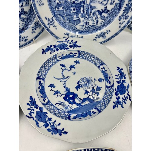 198 - A group of early 19th century blue and white transfer-printed plates, some Spode, as Chinese replace... 