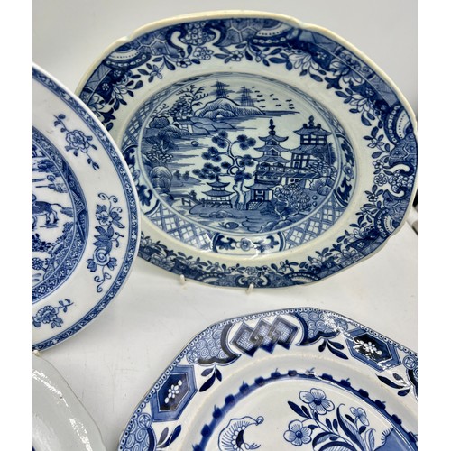 198 - A group of early 19th century blue and white transfer-printed plates, some Spode, as Chinese replace... 