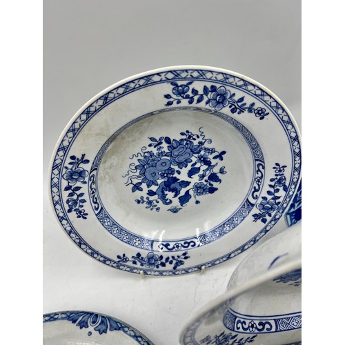 199 - A group of early 19th century blue and white transfer-printed plates, some Spode, as Chinese replace... 