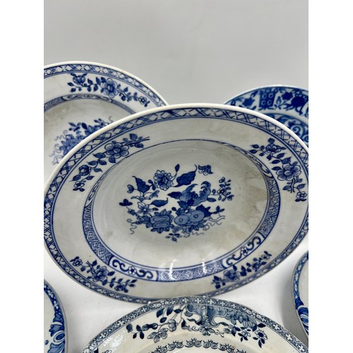 199 - A group of early 19th century blue and white transfer-printed plates, some Spode, as Chinese replace... 