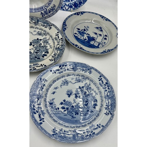 199 - A group of early 19th century blue and white transfer-printed plates, some Spode, as Chinese replace... 