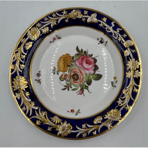 203 - A group of mainly Spode porcelain hand-painted and transfer-printed wares, c. 1820. Including desser... 