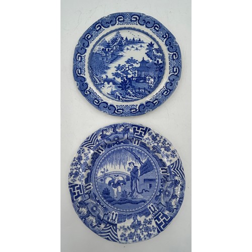 206 - A group of early 19th century blue and white transfer-printed Spode plates , c. 1800-20. To include:... 