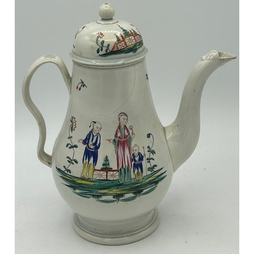 215 - A group of late 18th, early 19th century teapots and coffeepots, c. 1790-1810. To include: a pearlwa... 