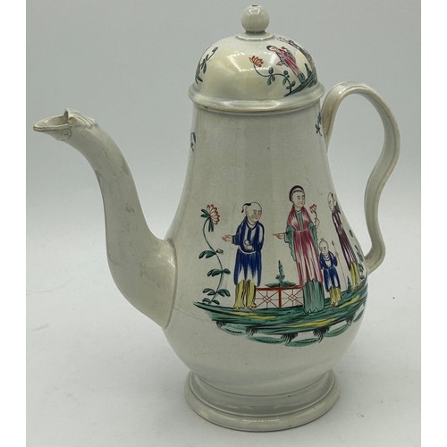 215 - A group of late 18th, early 19th century teapots and coffeepots, c. 1790-1810. To include: a pearlwa... 