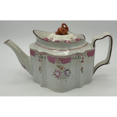 215 - A group of late 18th, early 19th century teapots and coffeepots, c. 1790-1810. To include: a pearlwa... 