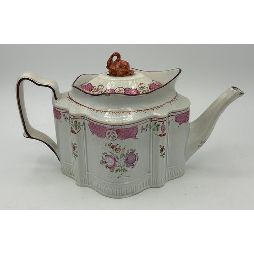 215 - A group of late 18th, early 19th century teapots and coffeepots, c. 1790-1810. To include: a pearlwa... 