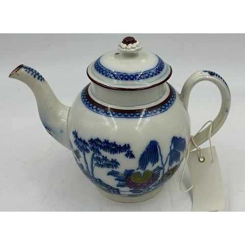 218 - A group of early 19th century blue and white transfer-printed chinoiserie pattern teapots, c. 1800. ... 