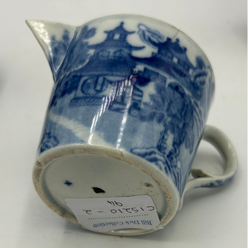 219 - A group of early 19th century blue and white transfer-printed cream jugs, c. 1800. To include: Spode... 