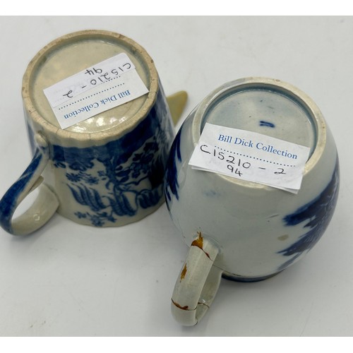 219 - A group of early 19th century blue and white transfer-printed cream jugs, c. 1800. To include: Spode... 