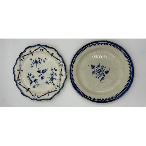 221 - A group of early 19th century blue and white hand-painted pearlware shell edge Chinese floral design... 