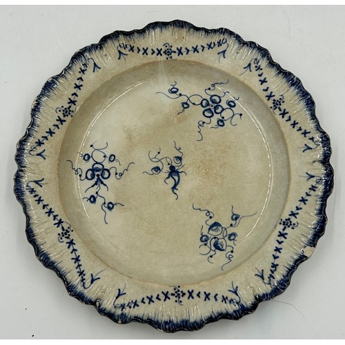 221 - A group of early 19th century blue and white hand-painted pearlware shell edge Chinese floral design... 