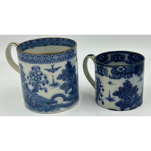 235 - A group of early 19th century blue and white transfer-printed chinoiserie pattern mugs, c. 1800-10. ... 