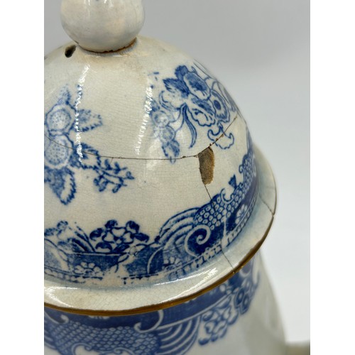 236 - A group of early 19th century blue and white transfer-printed chinoiserie pattern coffeepots, c. 180... 