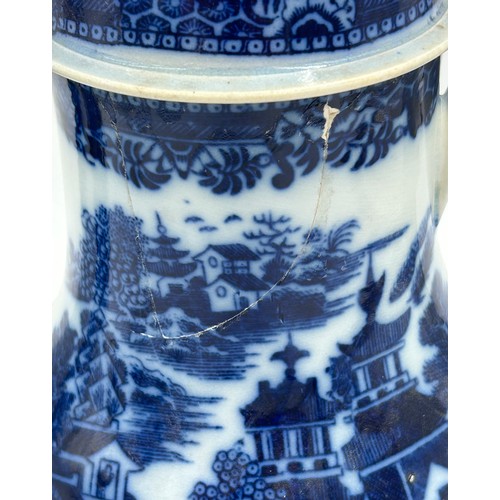 236 - A group of early 19th century blue and white transfer-printed chinoiserie pattern coffeepots, c. 180... 