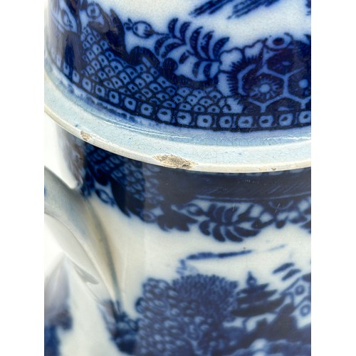 236 - A group of early 19th century blue and white transfer-printed chinoiserie pattern coffeepots, c. 180... 