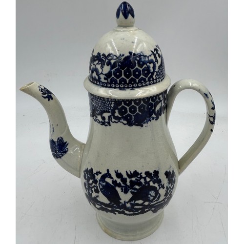 236 - A group of early 19th century blue and white transfer-printed chinoiserie pattern coffeepots, c. 180... 