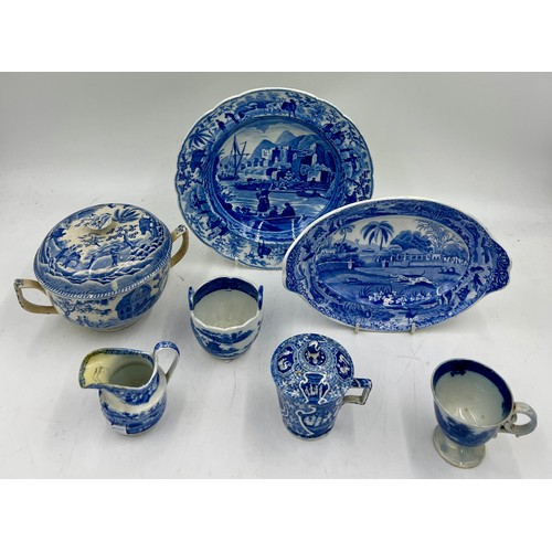 246 - A group of early 19th century blue and white transfer-printed Spode wares, c. 1810-20. To include: a... 