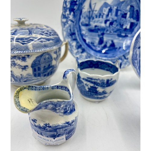 246 - A group of early 19th century blue and white transfer-printed Spode wares, c. 1810-20. To include: a... 