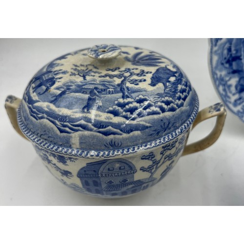 246 - A group of early 19th century blue and white transfer-printed Spode wares, c. 1810-20. To include: a... 