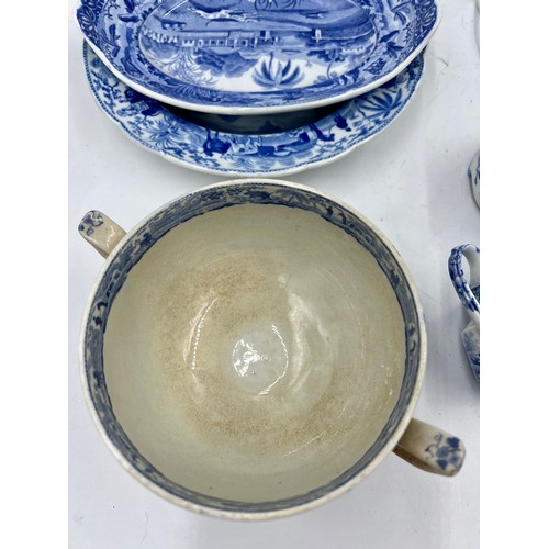 246 - A group of early 19th century blue and white transfer-printed Spode wares, c. 1810-20. To include: a... 