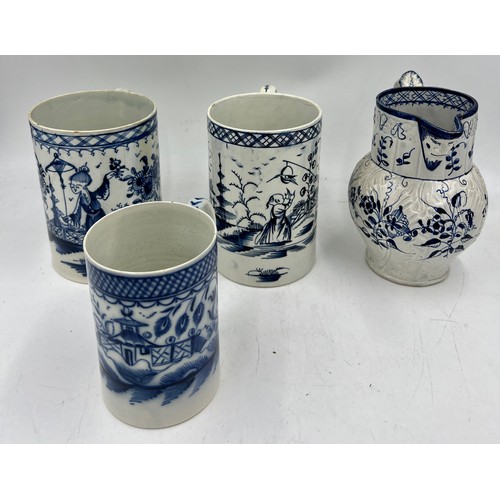 250 - A group of early 19th century blue and white hand-painted pearlware items, c. 1810-20. To include: a... 